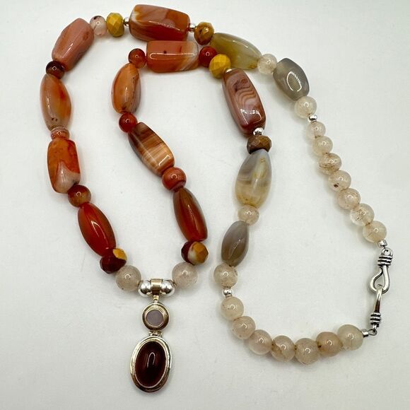 24" Revived multi-stone and sterling silver accent beaded and hardware necklace! - Picture 1 of 16
